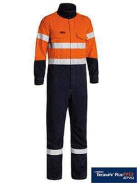 Bisley Workwear Work Wear ORANGE/NAVY (TT02) / 77R BISLEY WORKWEAR TENCATE TECASAFE® PLUS TAPED TWO TONE HI VIS ENGINEERED FR VENTED COVERALL BC8086T