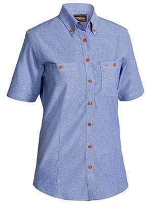 Bisley Workwear Work Wear BLUE (BWED) / 8 BISLEY WORKWEAR WOMENS CHAMBRAY SHIRT -  SHORT SLEEVE B71407L