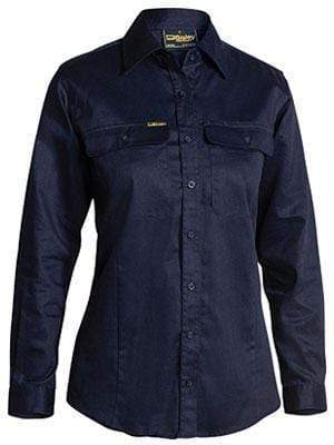 Bisley Workwear Work Wear NAVY (BPCT) / 8 BISLEY WORKWEAR WOMENS DRILL SHIRT - LONG SLEEVE BL6339