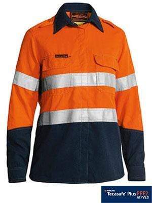 Bisley Workwear Work Wear BISLEY WORKWEAR WOMENS TENCATE TECASAFE® PLUS 700 TAPED HI VIS FR VENTED SHIRT LONG SLEEVE BL8082T