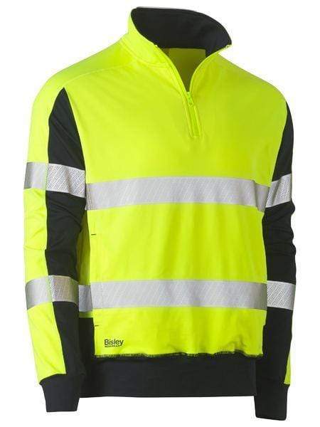 Bisley Workwear Worl Wear Bisley TAPED HI VIS STRETCHY FLEECE ZIP PULLOVER BK6817T