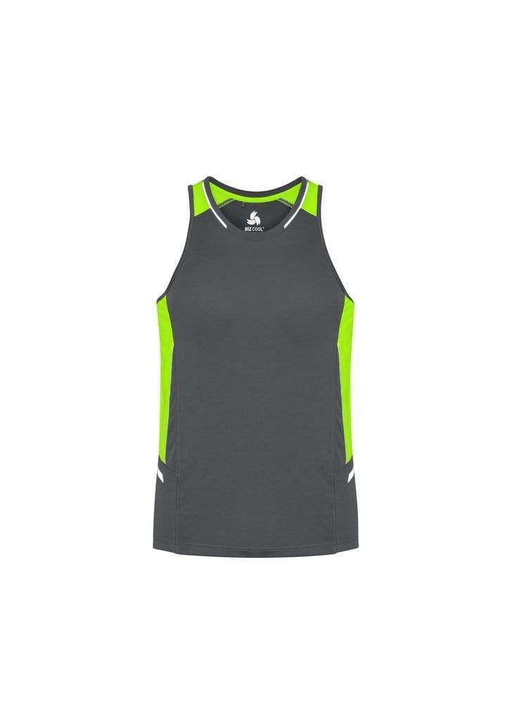 Biz Collection Casual Wear Grey/Fluoro Lime/Silver / XS Biz Collection Renegade Mens Singlet SG702M