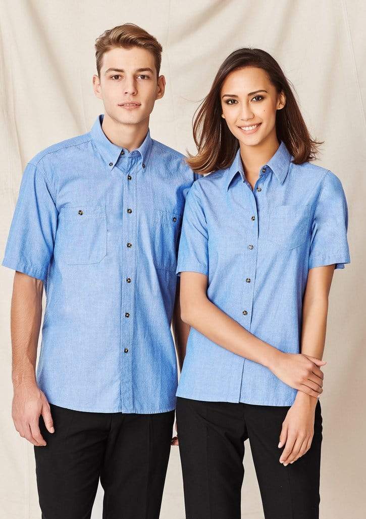 Biz Collection Corporate Wear Biz Collection Men’s Wrinkle Free Chambray Short Sleeve Shirt Sh113