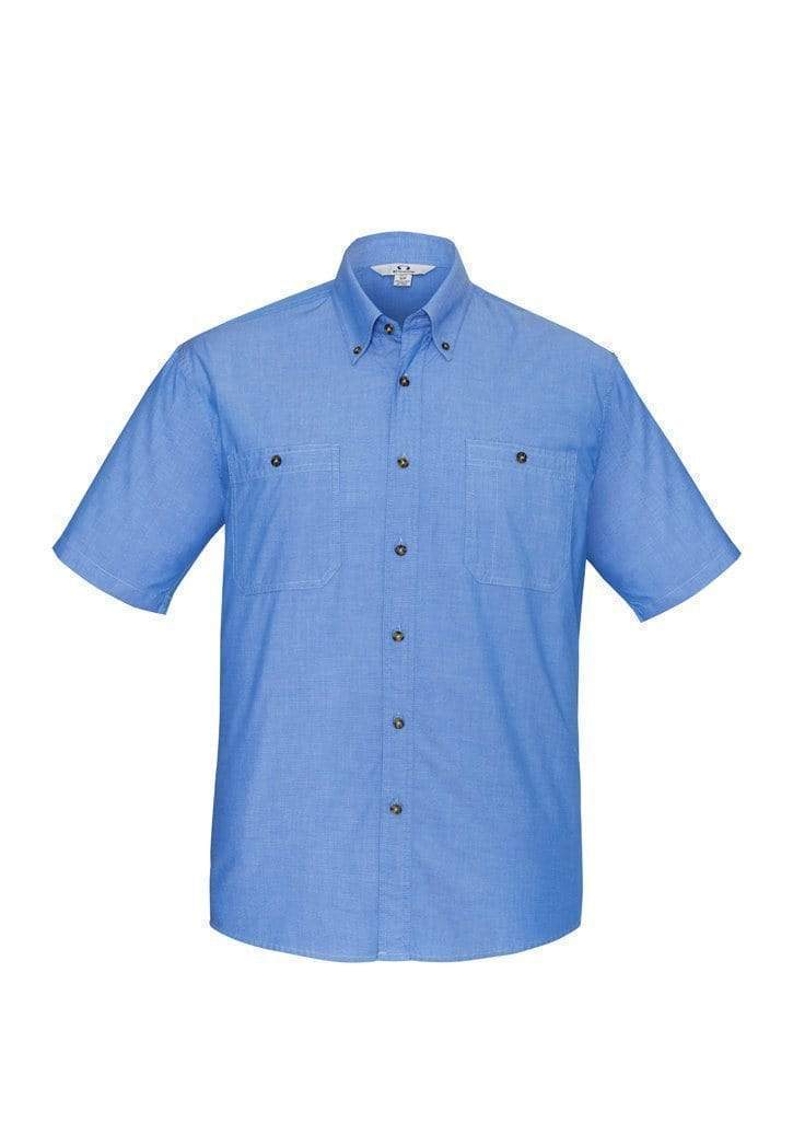 Biz Collection Corporate Wear Biz Collection Men’s Wrinkle Free Chambray Short Sleeve Shirt Sh113