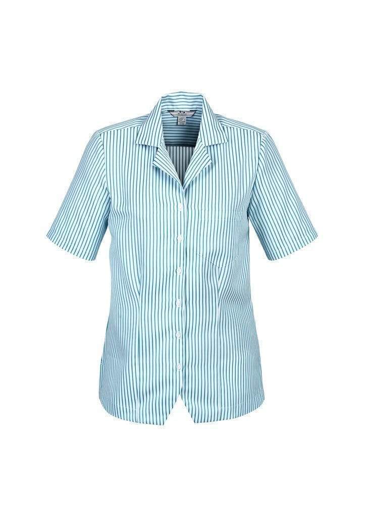 Biz Collection Corporate Wear White/Teal / 6 Biz Collection Women’s Stripe Oasis Overblouse S266ls