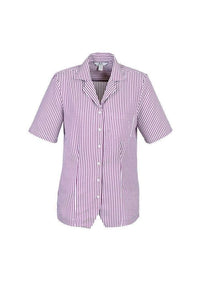 Biz Collection Corporate Wear White/Grape / 6 Biz Collection Women’s Stripe Oasis Overblouse S266ls