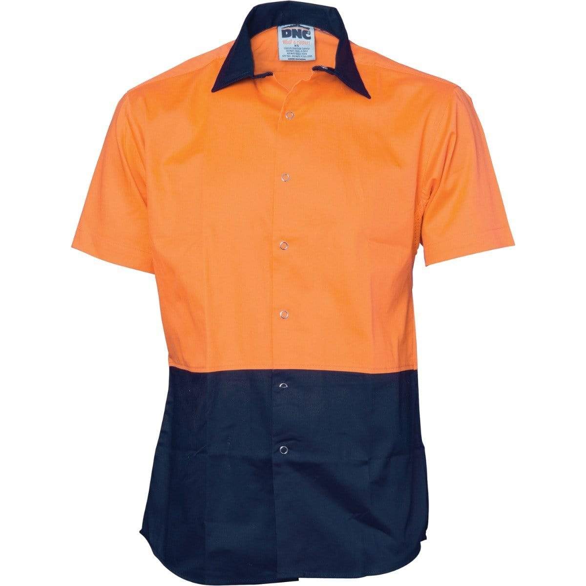 DNC Workwear Hospitality & Chefwear Orange/Navy / XS DNC WORKWEAR Hi-Vis Cool Breeze Food Industry Short Sleeve Cotton Shirt 3941