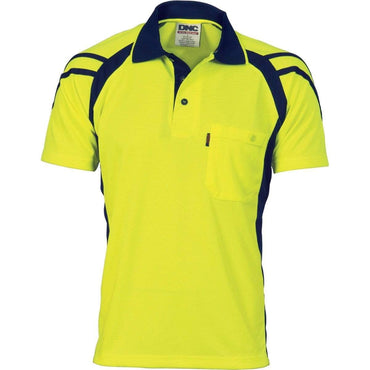 DNC Workwear Work Wear DNC WORKWEAR Cool Breathe Stripe Panel Short Sleeve Polo Shirt 3979