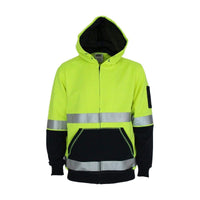 DNC Workwear Work Wear Yellow/Navy / L DNC WORKWEAR Hi-Vis 2-Tone Full Zip Super Fleecy Hoodie with CSR Reflective Tape 3788