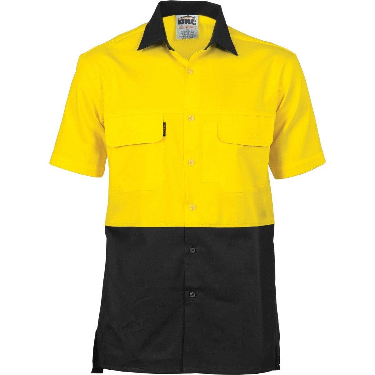 DNC Workwear Work Wear Yellow/Black / 5XL DNC WORKWEAR Hi-Vis 3 Way Cool-Breeze Short Sleeve Cotton Shirt 3937