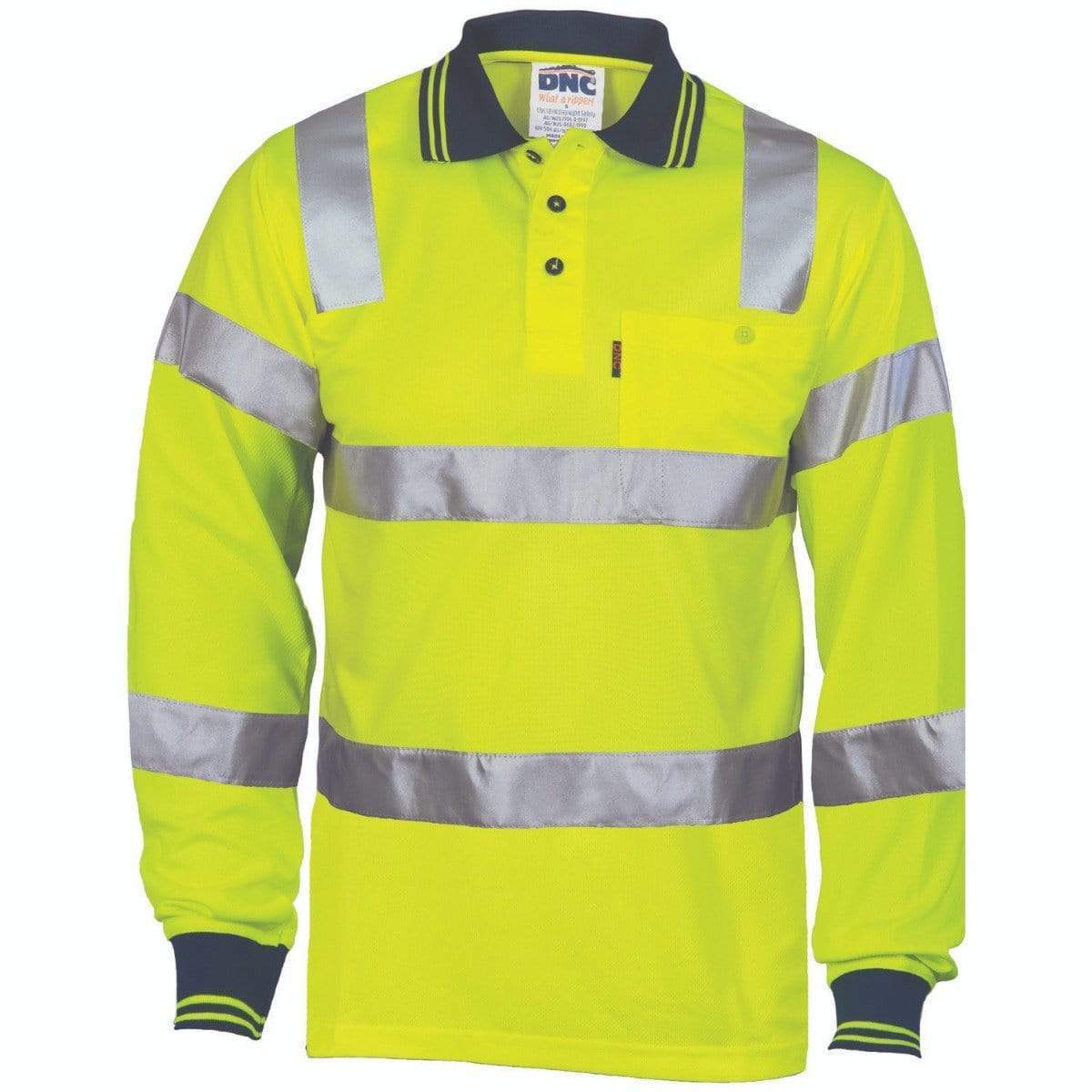 DNC Workwear Work Wear Yellow / S DNC WORKWEAR Hi-Vis Bio-motion Taped L/S Polo 3713