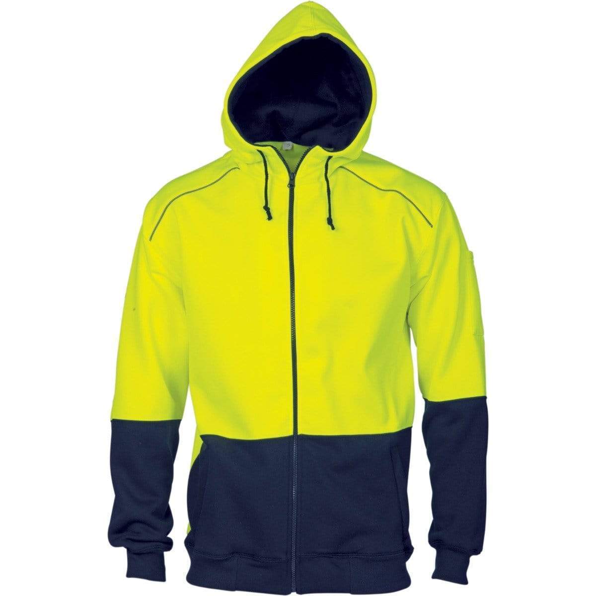 DNC Workwear Work Wear Yellow/Navy / XL DNC WORKWEAR Hi-Vis Contrast Piping Fleecy Hoodie 3728