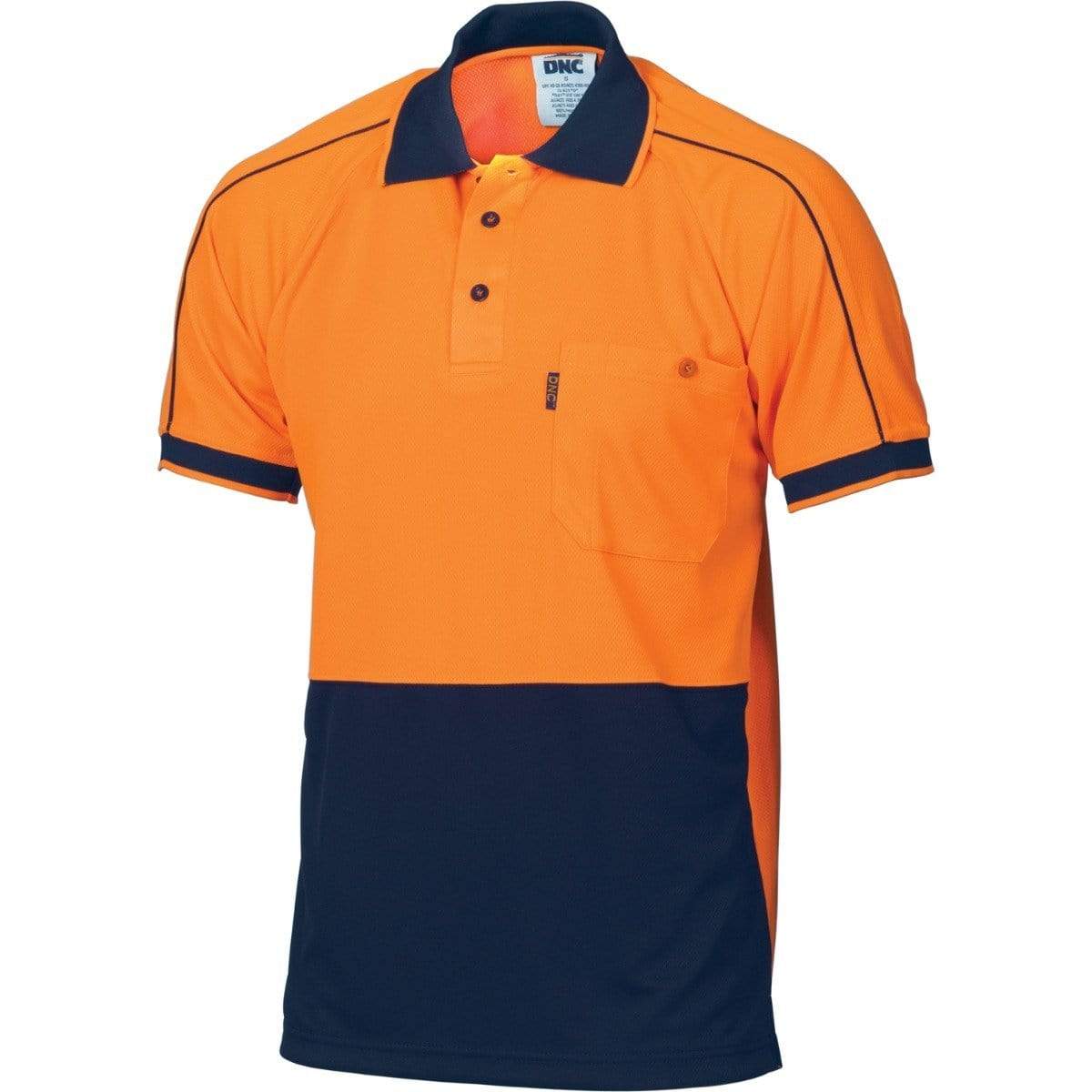 DNC Workwear Work Wear DNC WORKWEAR Hi-Vis Cool-Breathe Double Piping Short Sleeve Polo 3753