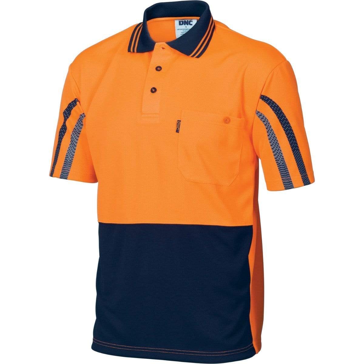 DNC Workwear Work Wear DNC WORKWEAR Hi-Vis Cool-Breathe Printed Short Sleeve Stripe Polo 3752