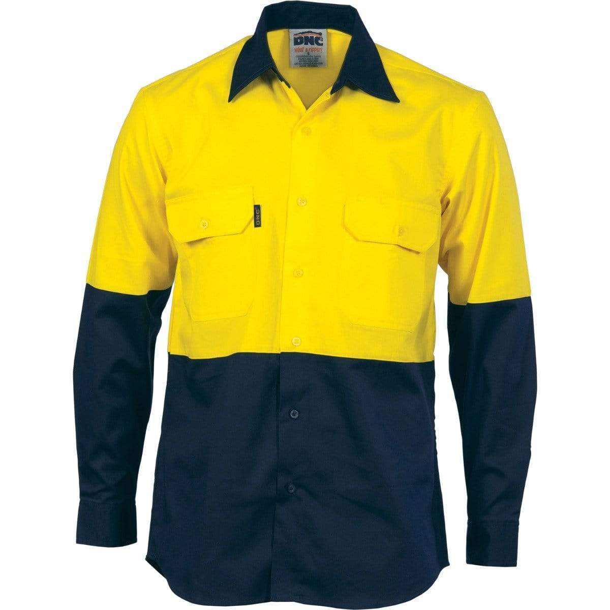 DNC Workwear Work Wear DNC WORKWEAR Hi-Vis Cool-Breeze Vertical Vented Long Sleeve Cotton Shirt 3732