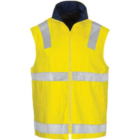 DNC Workwear Work Wear Yellow/Navy / XS DNC WORKWEAR Hi-Vis Cotton Drill Reversible Vest with Generic Reflective Tape 3765