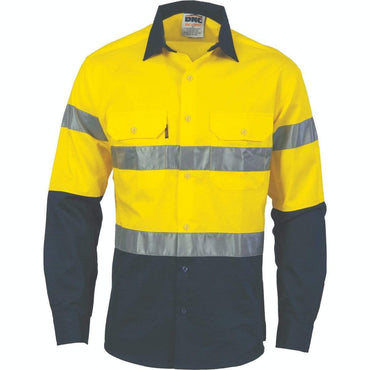 DNC Workwear Work Wear Yellow/Navy / 3XL DNC WORKWEAR Hi-Vis D/N 2 Tone Drill Shirt 3536