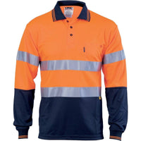 DNC Workwear Work Wear Orange/Navy / XS DNC WORKWEAR Hi-Vis D/N Cool-Breathe Long Sleeve Polo Shirt With 3M 8906 R/Tape 3913