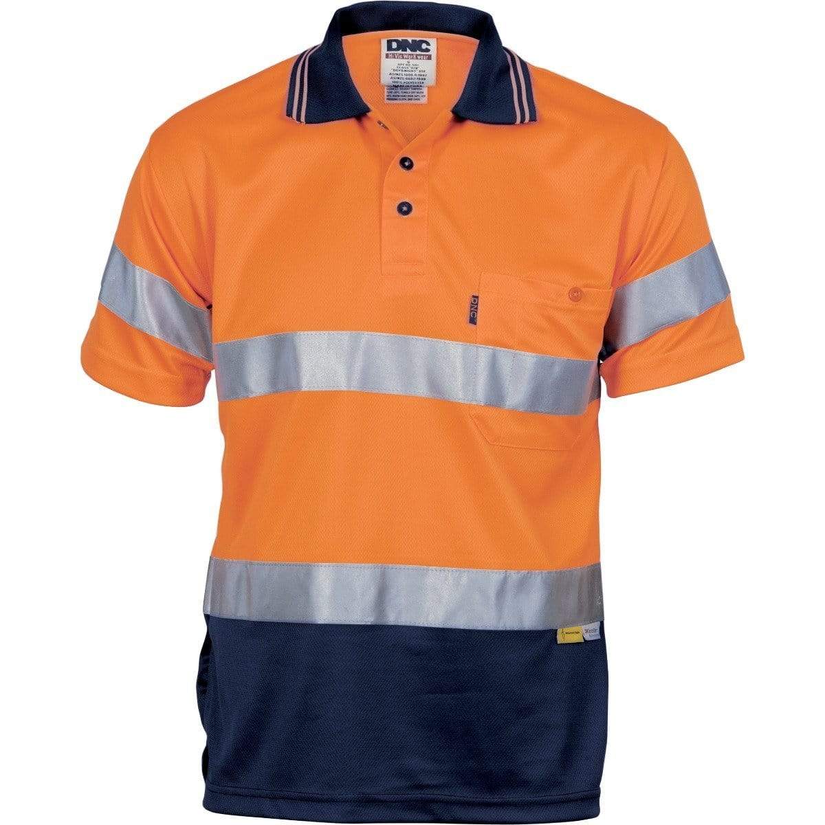 DNC Workwear Work Wear DNC WORKWEAR Hi-Vis D/N Cool Breathe Polo Shirt With 3M 8906 R/Tape - Short Sleeve 3911