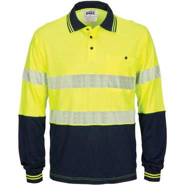 DNC Workwear Work Wear Yellow/Navy / XS DNC WORKWEAR Hi-Vis Segment Taped Cotton Backed Long Sleeve Polo 3518