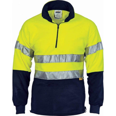 DNC Workwear Work Wear Yellow/Navy / XS DNC WORKWEAR Hi-Vis Two-Tone 1/2 Zip Polar Fleece with 3M Reflective Tape 3829