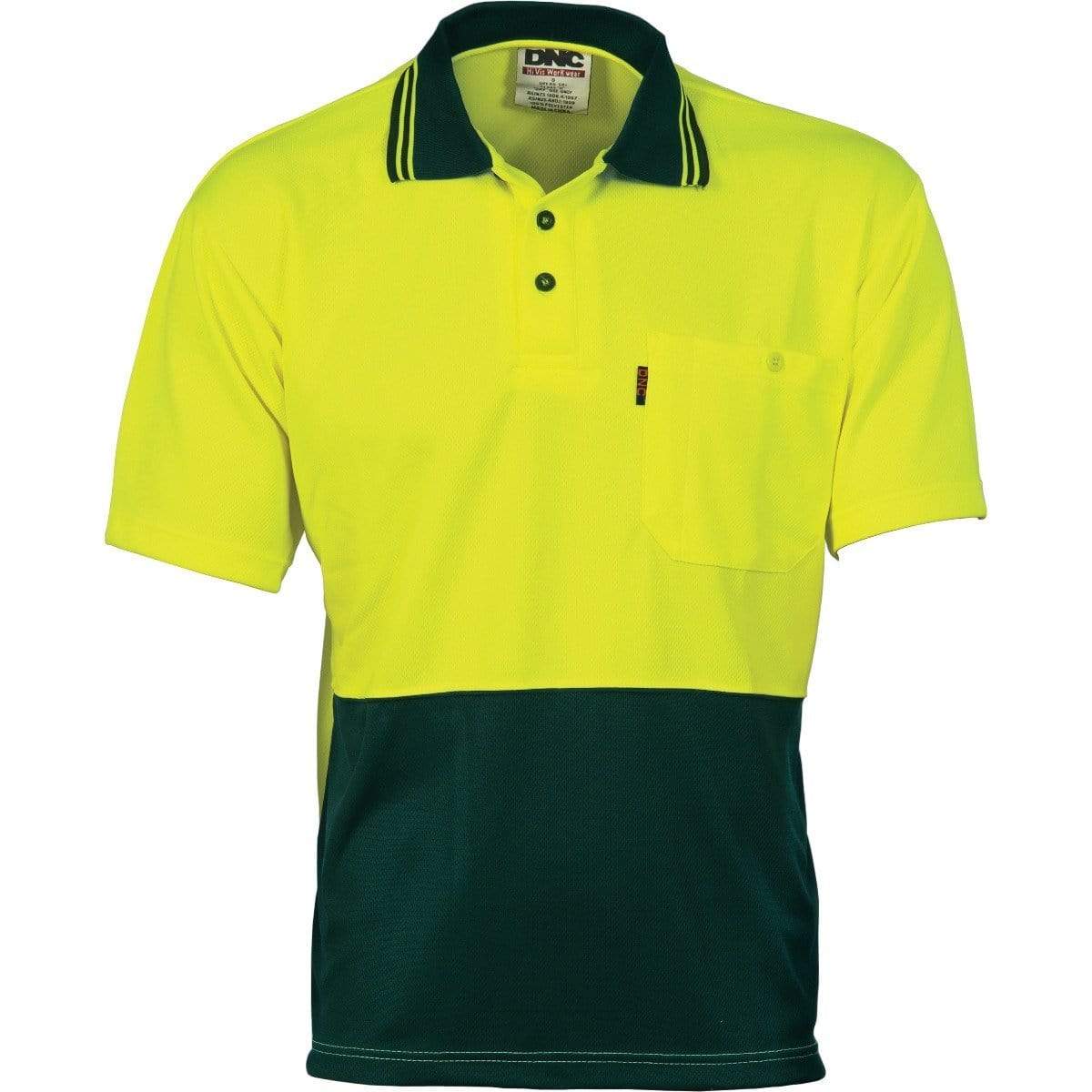 DNC Workwear Work Wear DNC WORKWEAR Hi-Vis Two-Tone Cool Breathe Short Sleeve Polo Shirt 3811