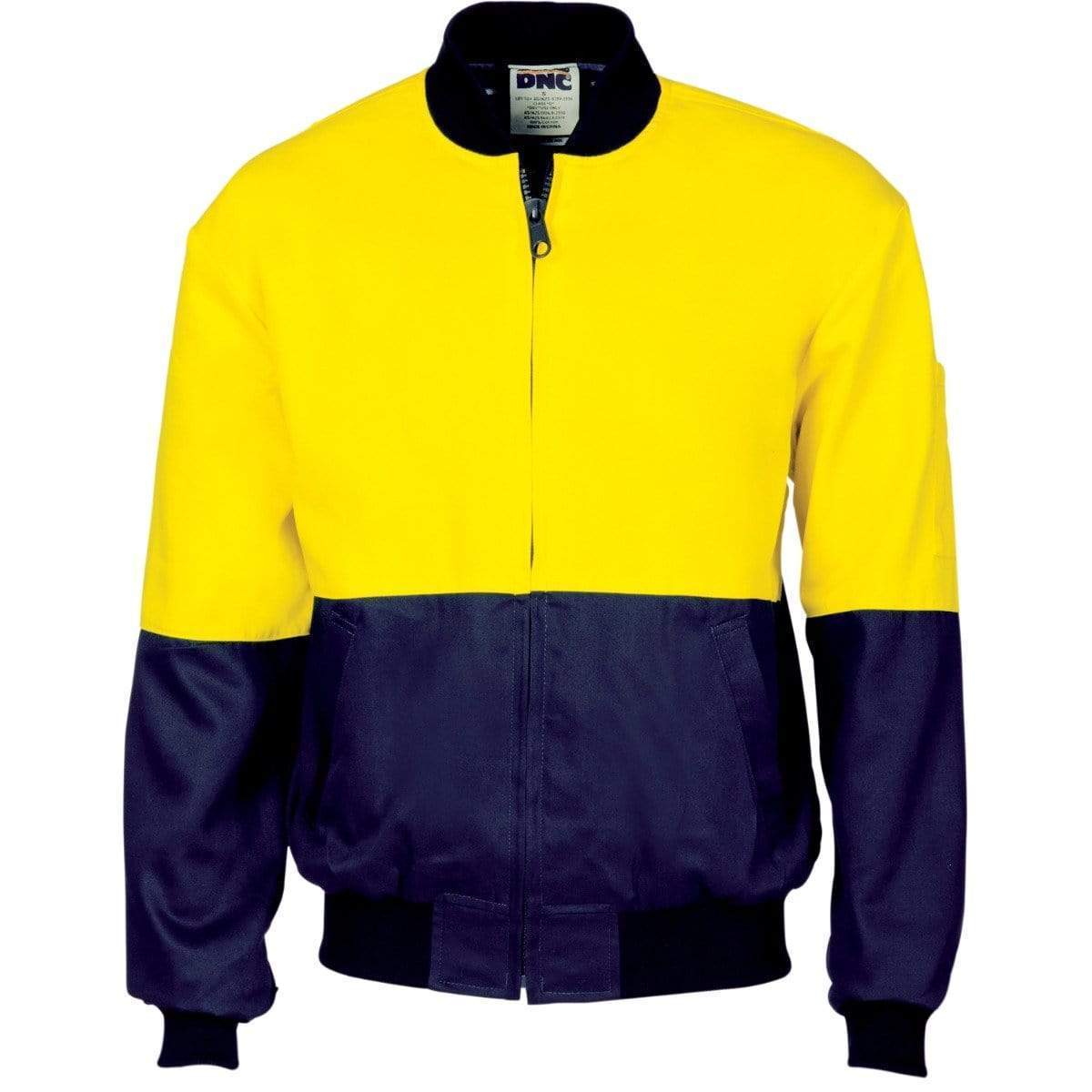 DNC Workwear Work Wear Yellow/Navy / 6XL DNC WORKWEAR Hi-Vis Two-Tone Cotton Bomber Jacket 3757