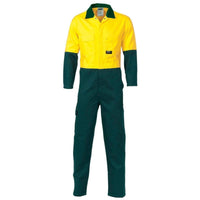 DNC Workwear Work Wear Yellow/Bottle Green / 77R DNC WORKWEAR Hi-Vis Two-Tone Cotton Coverall 3851