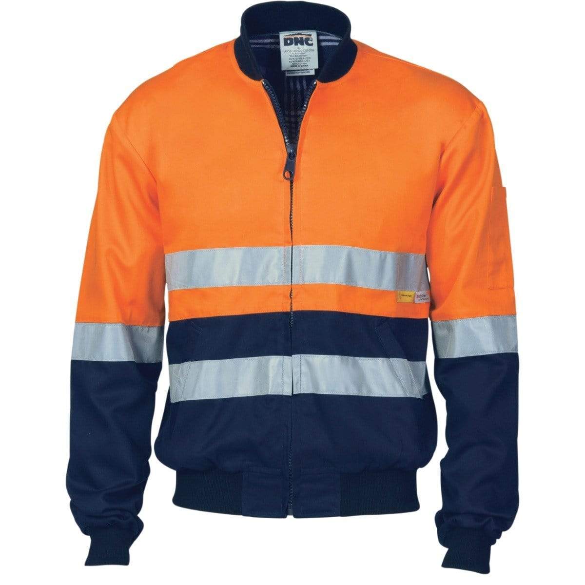 DNC Workwear Work Wear Orange/Navy / XS DNC WORKWEAR Hi-Vis Two-Tone D/N Cotton Bomber Jacket with 3M Reflective Tape 3758