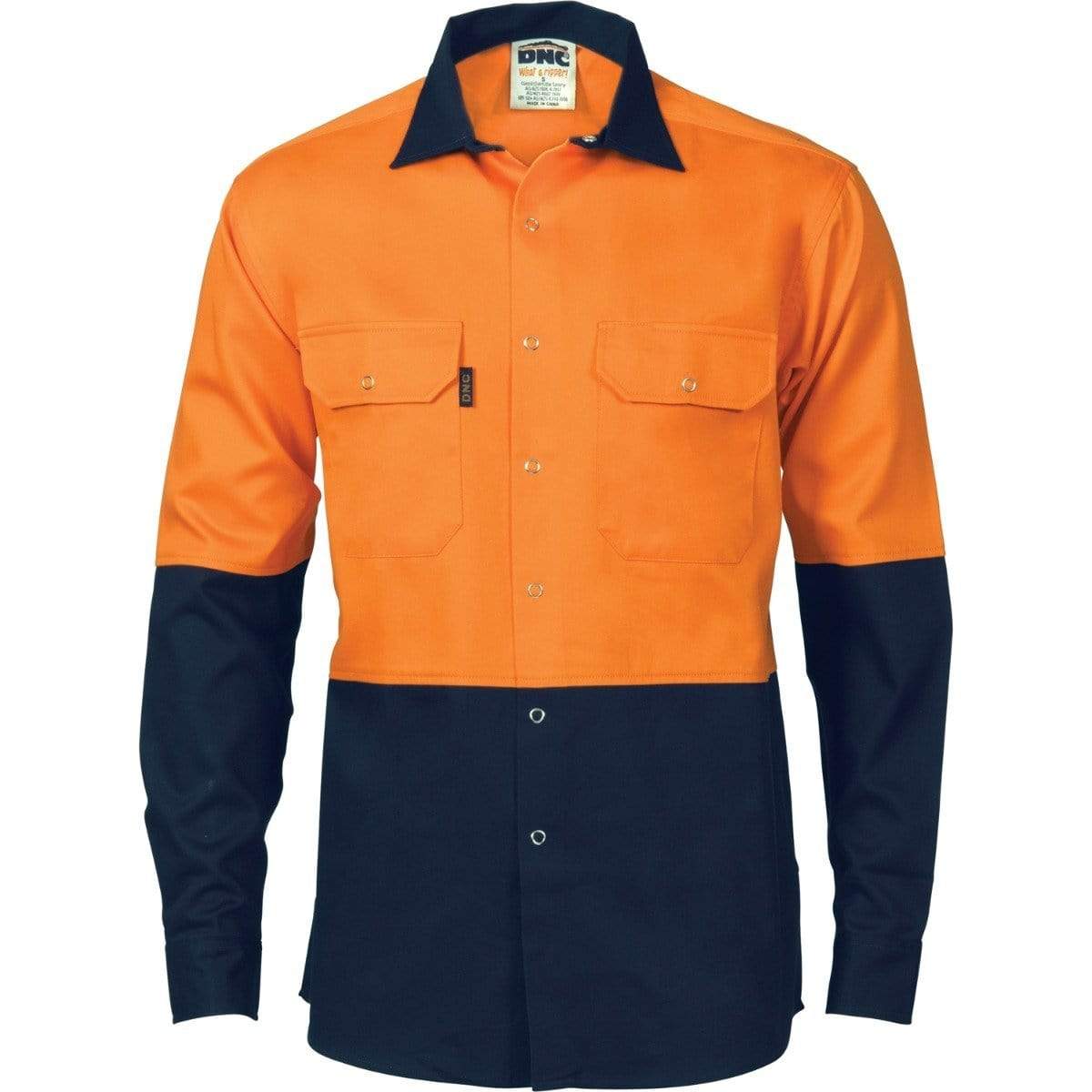 DNC Workwear Work Wear DNC WORKWEAR Hi-Vis Two Tone Drill Shirt with Press Studs 3838