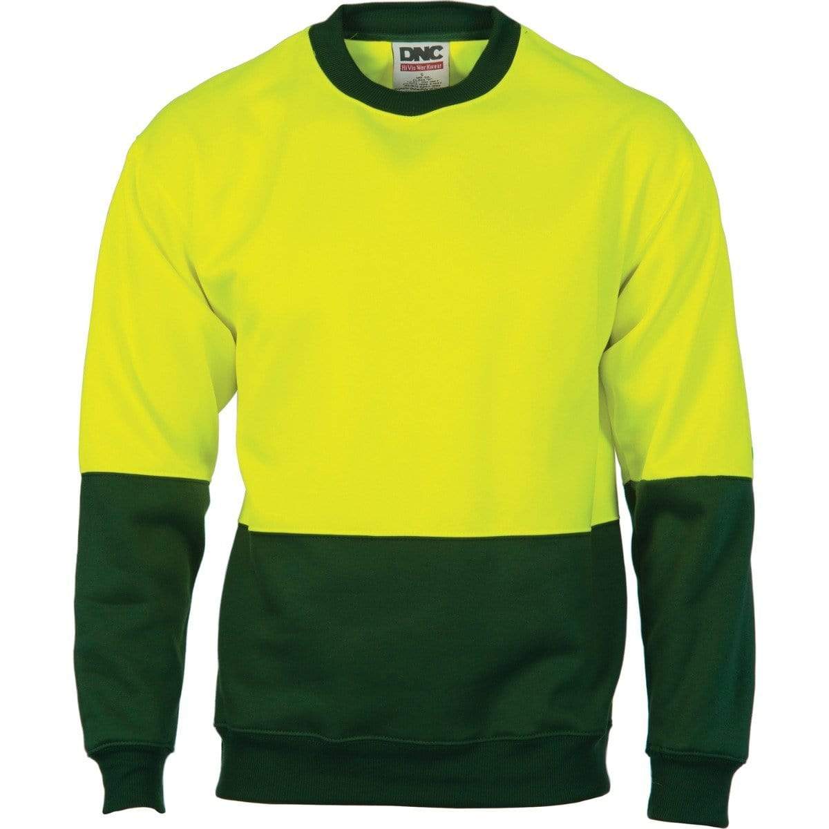 DNC Workwear Work Wear DNC WORKWEAR Hi-Vis Two-Tone Fleecy Crew-Neck Sweatshirt (Sloppy Joe) 3821