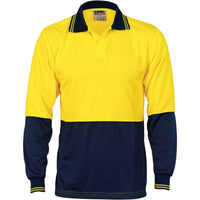 DNC Workwear Work Wear Yellow/Navy / XS DNC WORKWEAR Hi-Vis Two-Tone Food Long Sleeve Industry Polo 3904