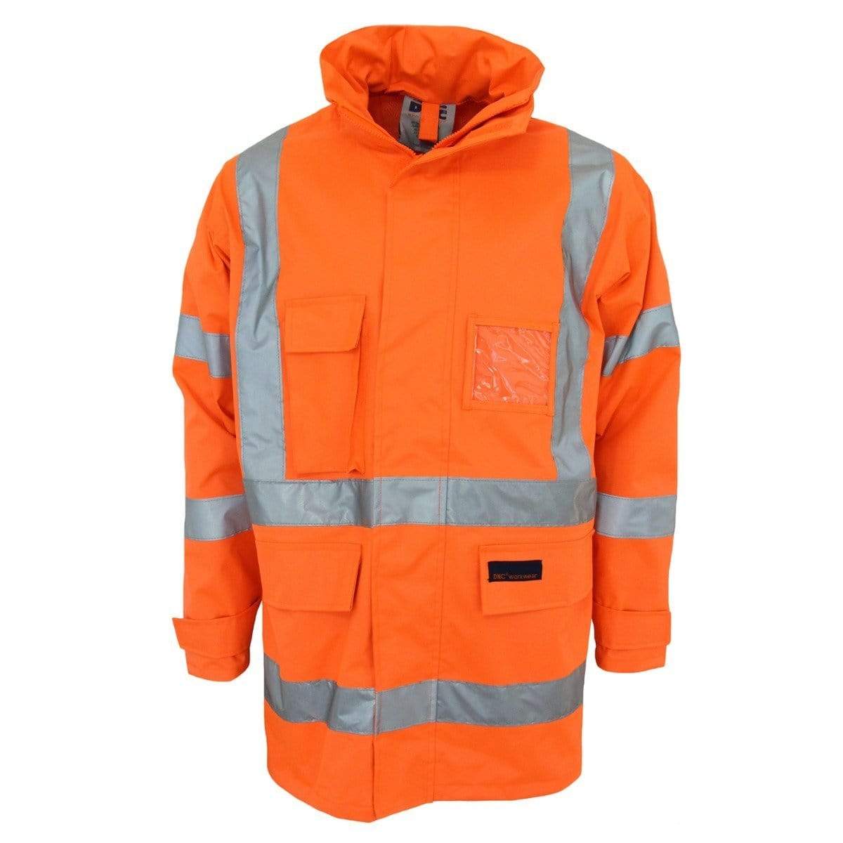 DNC Workwear Work Wear DNC WORKWEAR Hi-Vis "X" Back Rain Jacket Bio-Motion Tape 3996