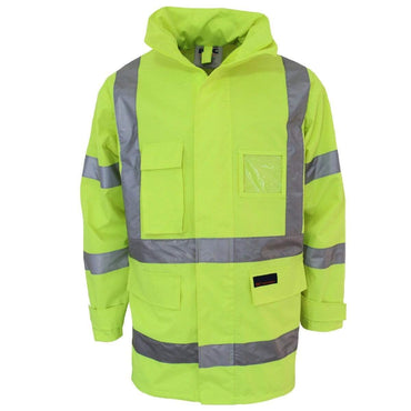 DNC Workwear Work Wear Yellow / S DNC WORKWEAR Hi-Vis "X" Back Rain Jacket Bio-Motion Tape 3996