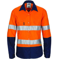 DNC Workwear Work Wear DNC WORKWEAR Women’s Hi-Vis Two-Tone Cool-Breeze Long Sleeve Cotton Shirt with 3M Reflective Tape 3986