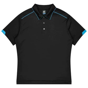 Aussie Pacific Currumbin Kids Polo Shirt 3320  Aussie Pacific BLACK/CYAN 4 