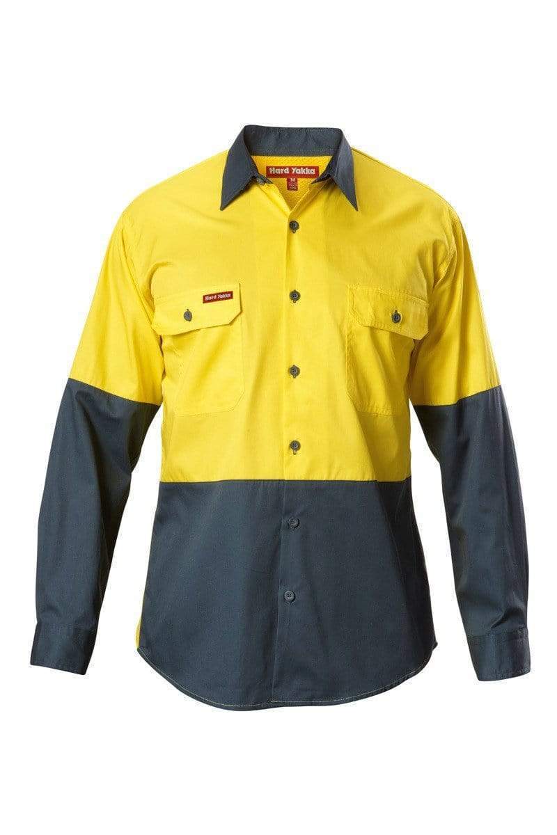 Hard Yakka Koolgear Hi-visibility Cotton Ventilated Shirt Y07558 Work Wear Hard Yakka Yellow/Green S 