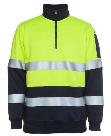 Jb's Wear Work Wear Lime/Navy / XS JB'S Hi-Vis 1/2 Zip Fleecy Sweat 6HZFS