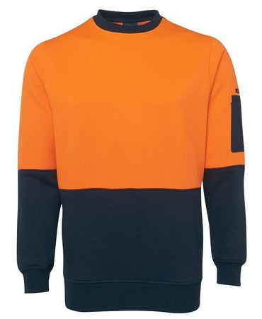 Jb's Wear Work Wear Orange/Navy / S JB'S Hi-Vis Fleecy Crew 6HVCN