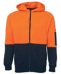 Jb's Wear Work Wear JB'S Hi-Vis Full Zip Fleecy Hoodie 6HVH