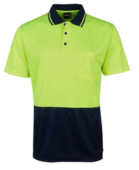 Jb's Wear Work Wear Lime/Navy / XS JB'S Hi-Vis Jacquard Non Cuff Polo 6HJNC