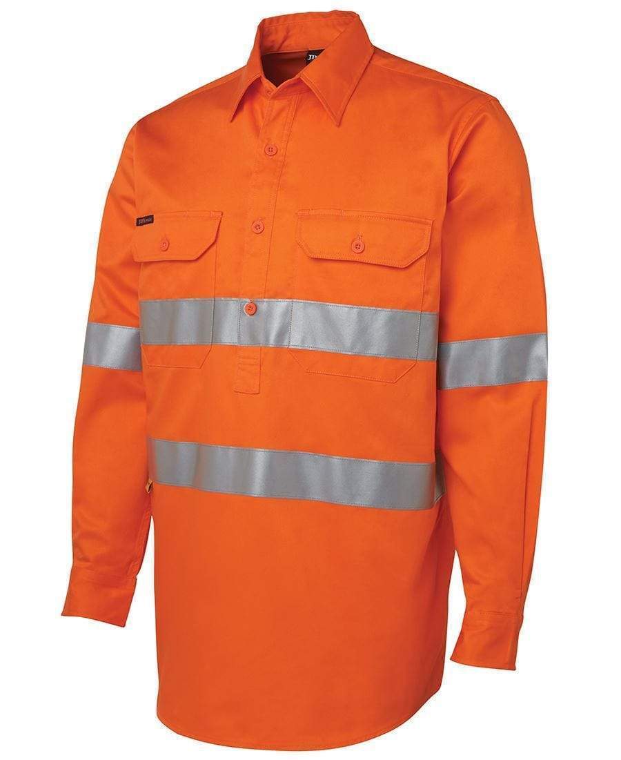 Jb's Wear Work Wear Orange / XS JB'S Hi-Vis Long Sleeve Close Front Shirt 6HWCF