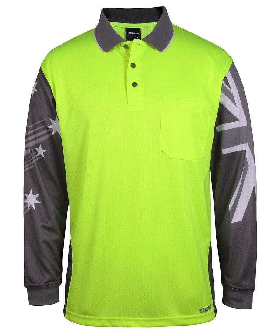 JB'S Wear Work Wear Lime/Charcoal / 2XS JB's Hi vis long sleeve Southern Cross polo 6HSCL