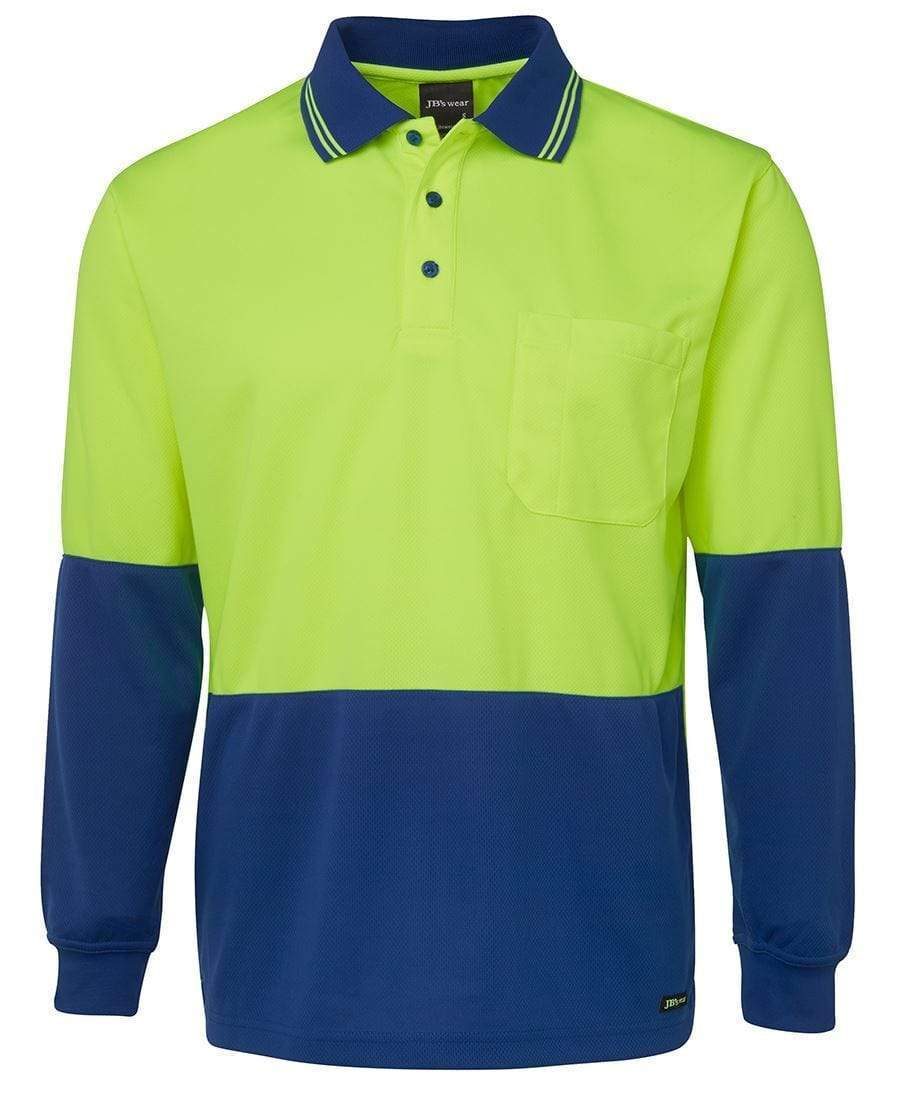 Jb's Wear Work Wear Lime/Royal / XS JB'S Hi-Vis Long Sleeve Traditional Polo 6HVPL