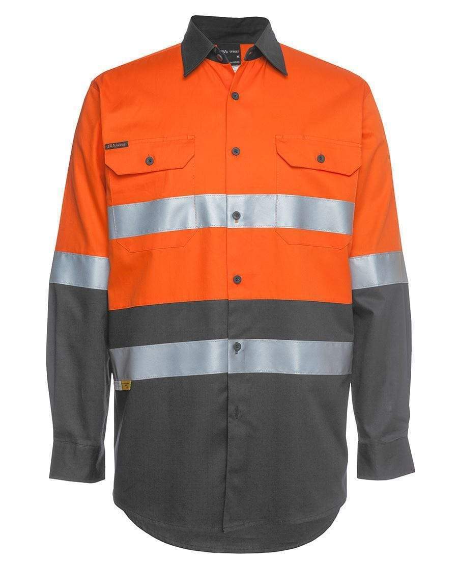 Jb's Wear Work Wear Orange/Charcoal / 3XS JB'S Hi-Vis Long Sleeve Work Shirt 6DNWL