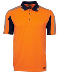 Jb's Wear Work Wear Orange/Navy / XS JB'S Hi-Vis Short Sleeve Arm Tape Polo 6AT4S