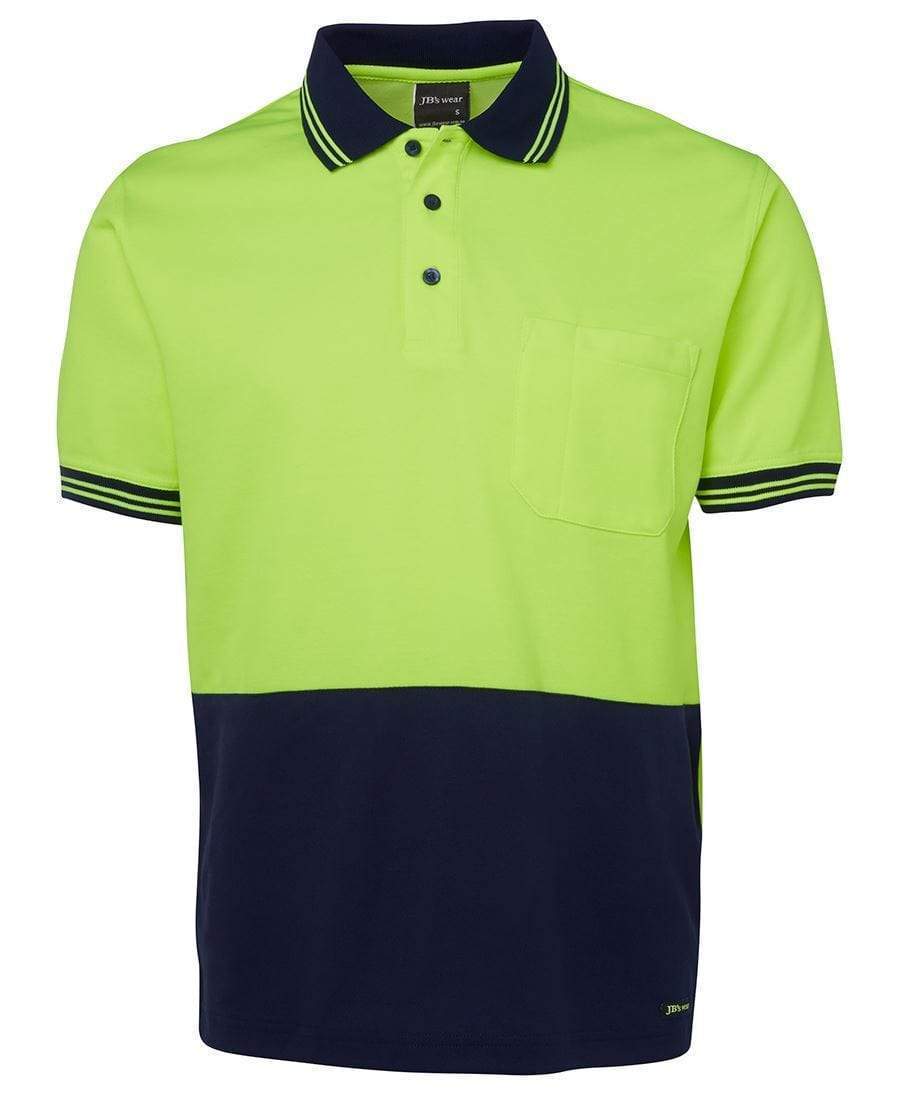 Jb's Wear Work Wear Lime/Navy / XS JB'S Hi-Vis Short Sleeve Cotton Back Polo 6HPS