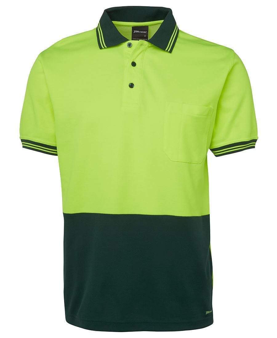 Jb's Wear Work Wear Lime/Bottle / XS JB'S Hi-Vis Short Sleeve Cotton Back Polo 6HPS