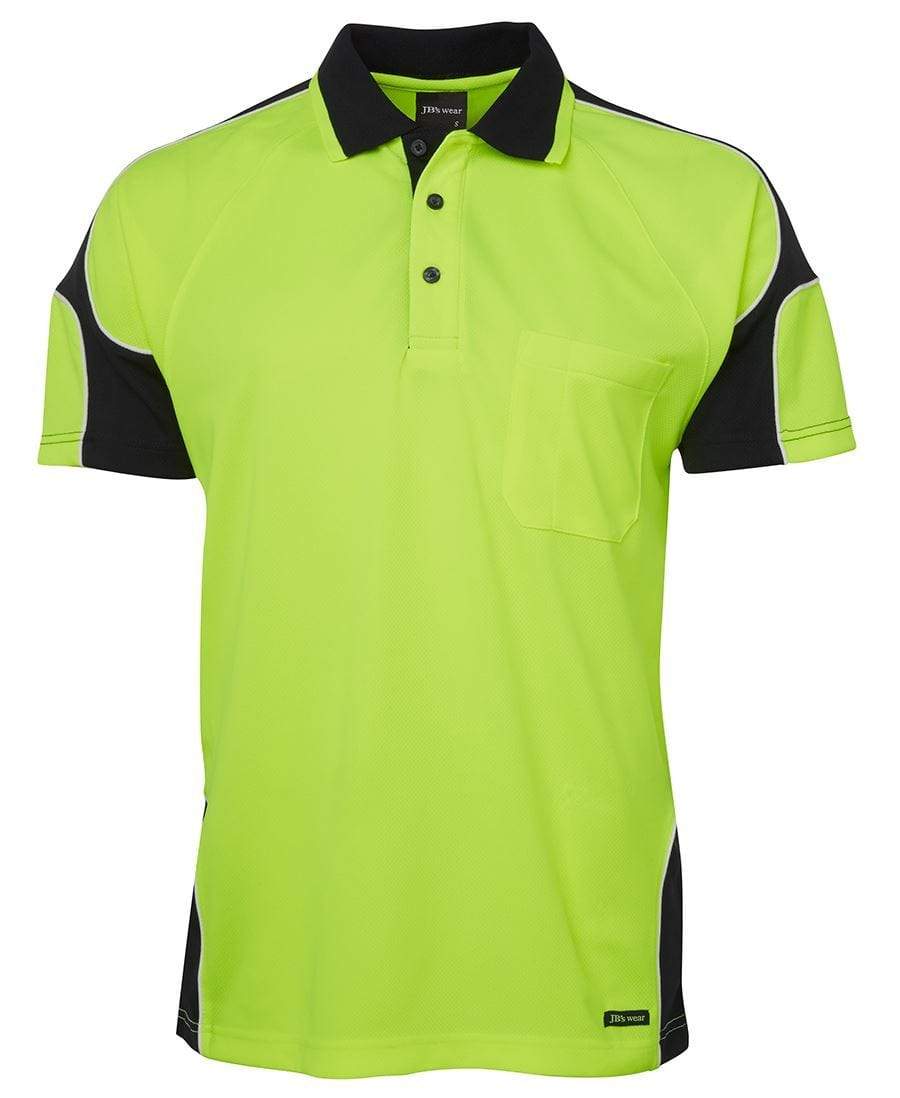 Jb's Wear Work Wear Lime/Black / XS JB'S Hi-Vis Short Sleeve Arm Panel Polo 6AP4S