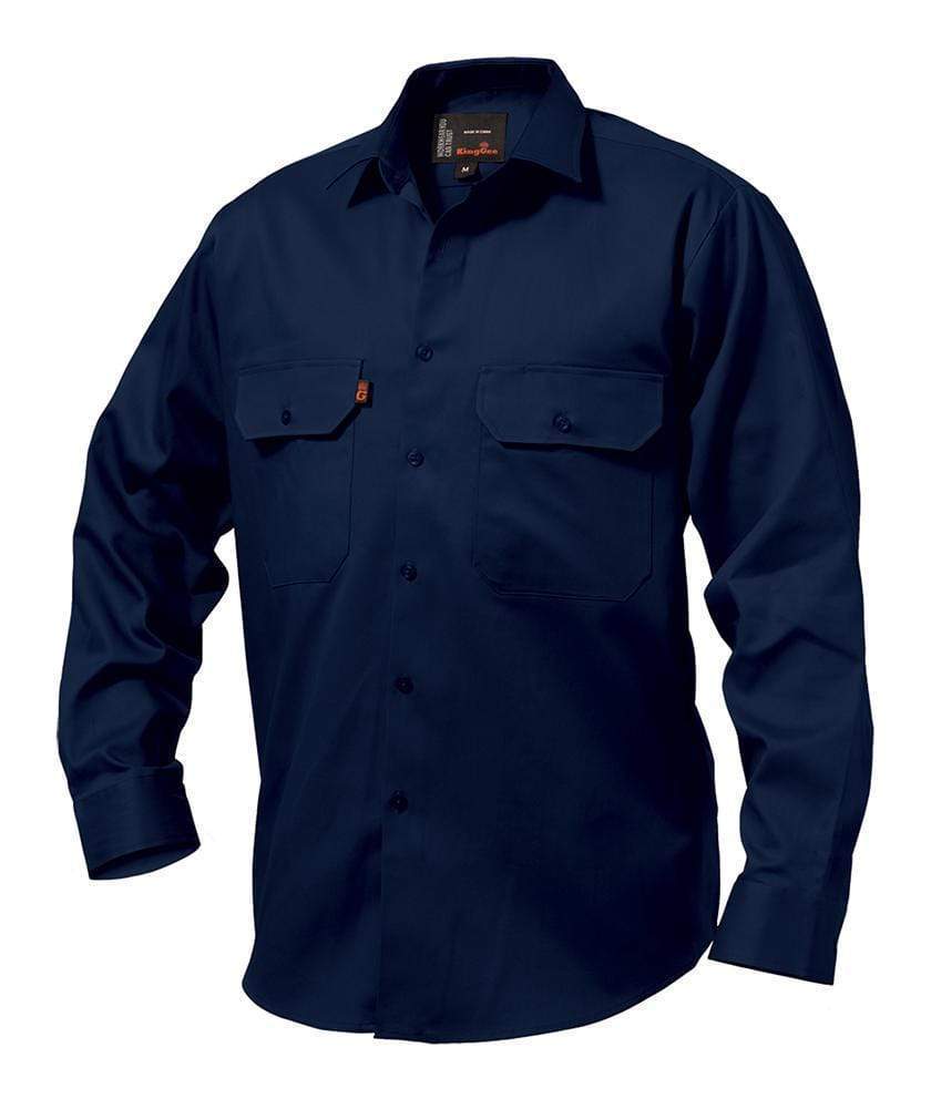 KingGee Work Wear KingGee Open Front Drill Shirt L/S K04010